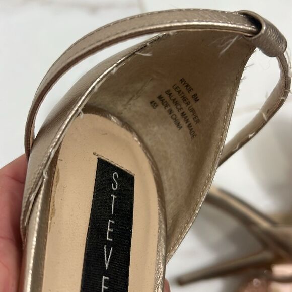 Gold STEVEN Heel.- Excellent Condition - Size 8 - Women's Heel with Ankle Strap - Picture 6 of 7